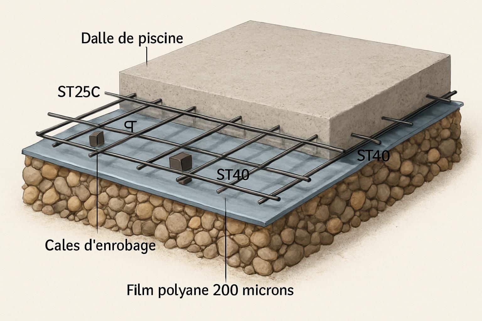 Découvrez tout sur la dalle béton pour piscine en 2026 : épaisseur recommandée, techniques de ferraillage et estimation des prix pour réussir votre projet de construction.